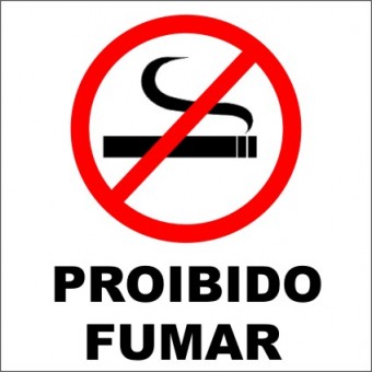 Placa de proibição ao uso de cigarro